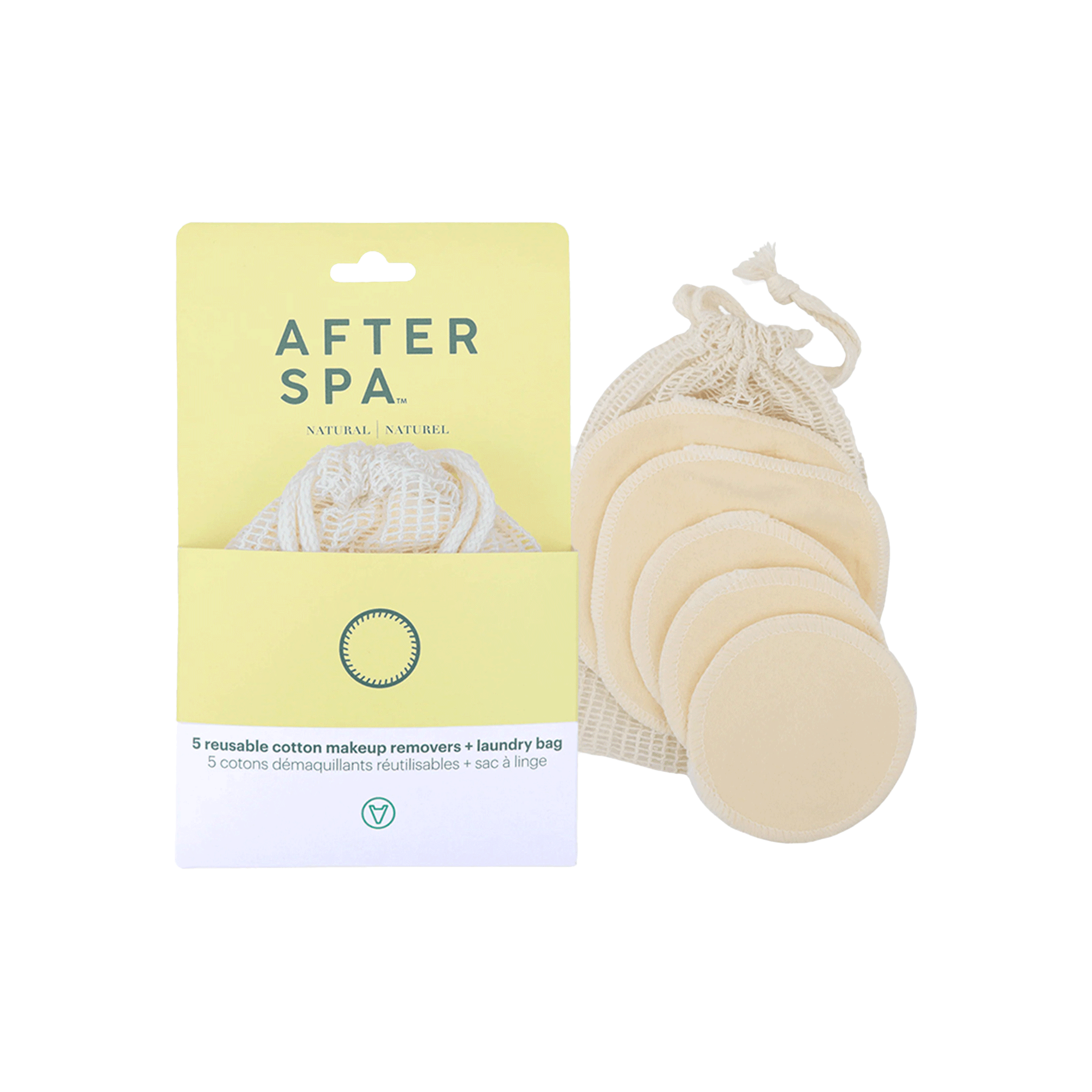 AFTERSPA 5 REUSABLE COTTON MAKEUP REMOVERS + LAUNDRY BAG